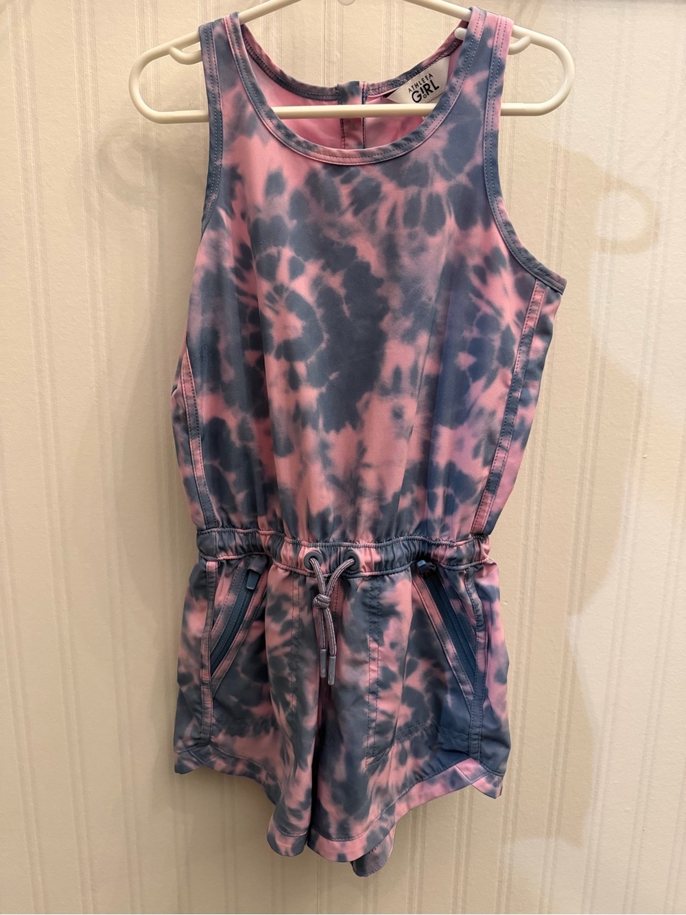 Athleta Girls' Pink and Blue Tie-Dye Sleeveless Romper